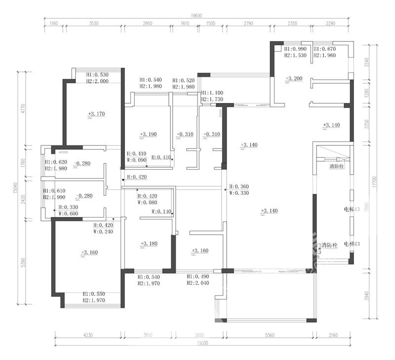 東莞魯班裝飾設計案例戶型圖